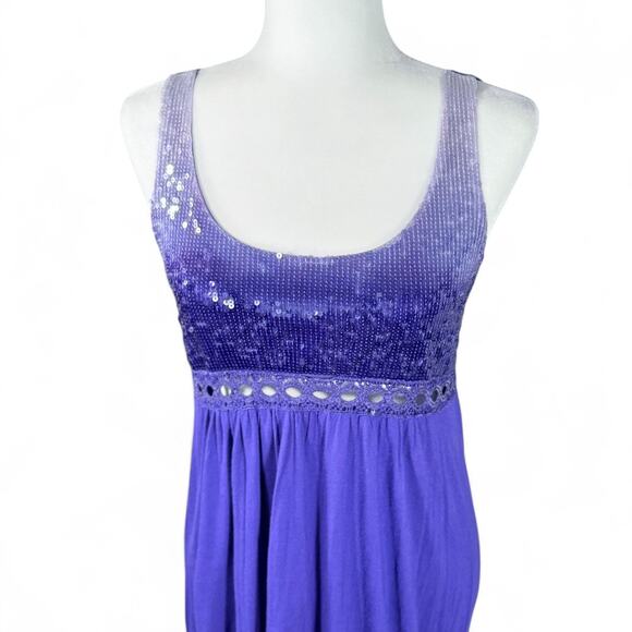 Charlotte Russe Babydoll Mini Sequin Crochet Dress L Purple Whimsigoth Fairy Y2K - Picture 11 of 14
